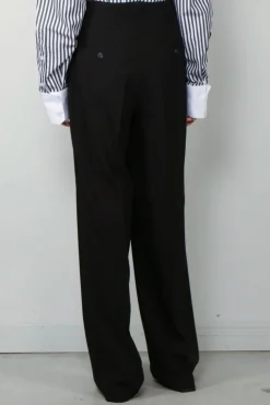 RÓHE Broek - Mid Waisted Pleated Trousers - Black