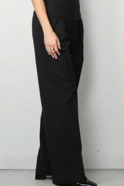 RÓHE Broek - Wide leg double pleated trousers - Black