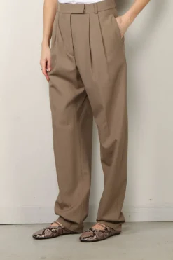 RÓHE Broek - Round Leg Shaped Tailored Trousers - Khaki