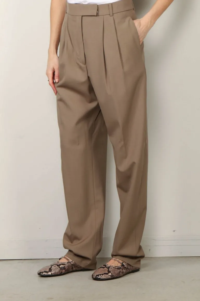 RÓHE Broek - Round Leg Shaped Tailored Trousers - Khaki