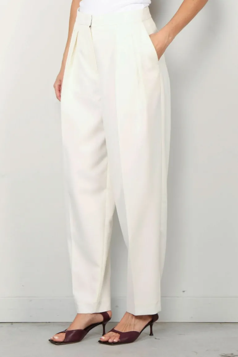 RÓHE broek - Double pleat tailored - cream