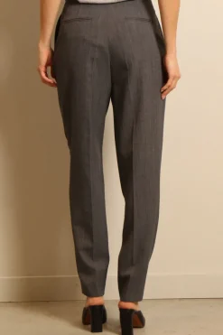 RÓHE broek - Carrot fit single pleat - grey melange