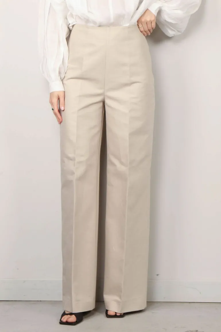 RÓHE Broek - Palazzo Leg Shaped Trousers - Sand