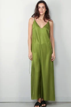 RÓHE Jurk - Silk Slip Dress Garden - Green
