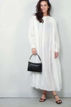 RÓHE Jurk - Pleated Ramie Dress - Optic White