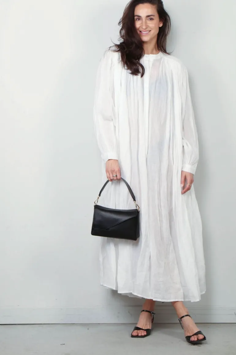 RÓHE Jurk - Pleated Ramie Dress - Optic White