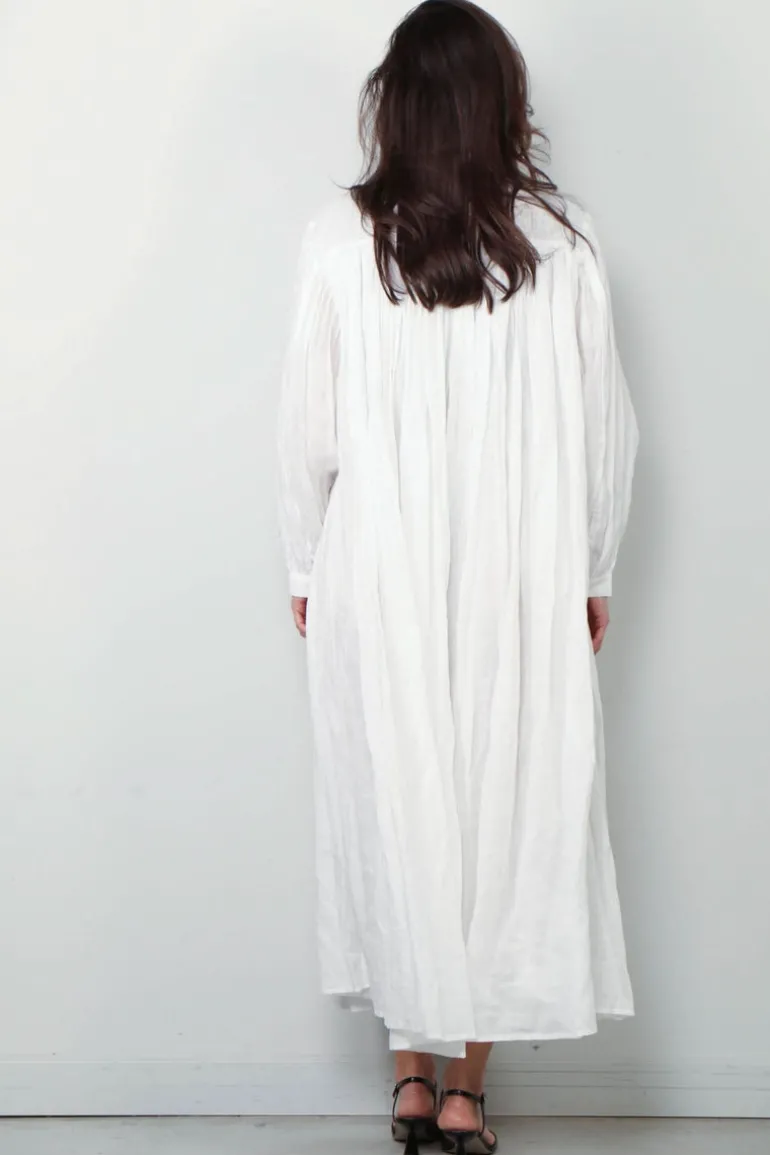 RÓHE Jurk - Pleated Ramie Dress - Optic White