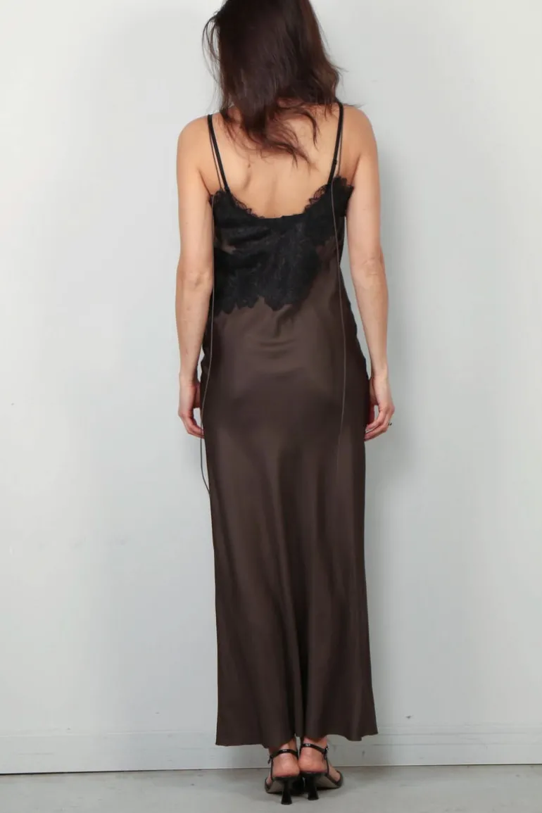 RÓHE Jurk - Lace Silk Slipdress - Earth
