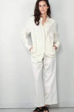 RÓHE pantalon - Wide leg tailored - cream
