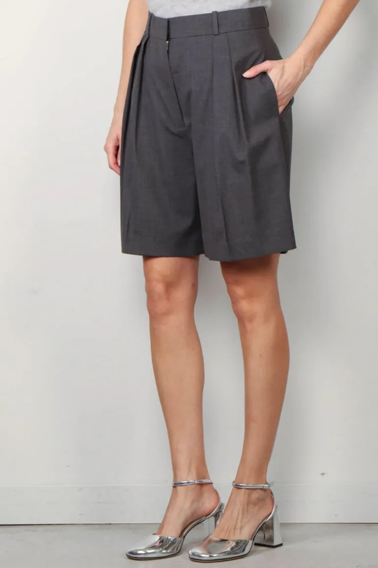 RÓHE Short - Tailored wide leg shorts - Dark grey melange