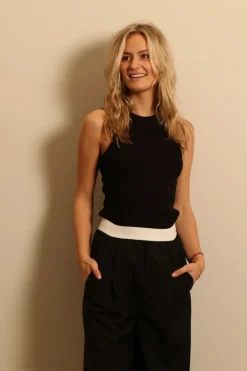 RÓHE top - Cotton rib tank top - noir