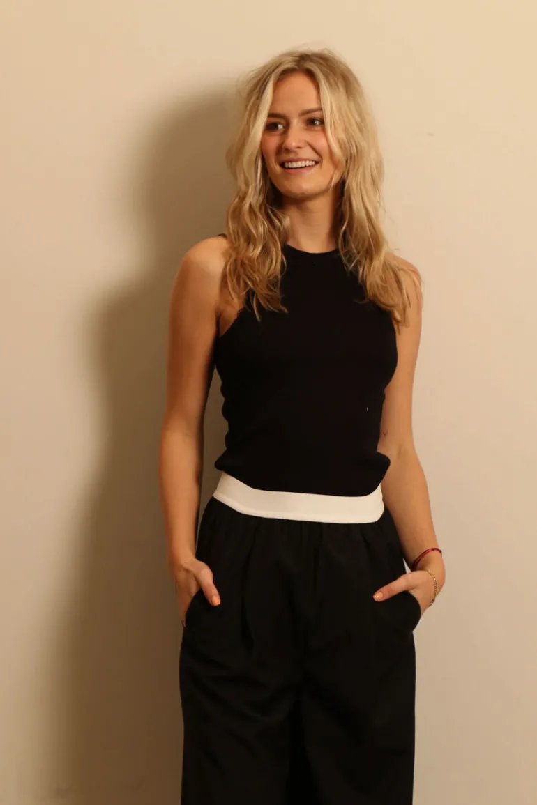 RÓHE top - Cotton rib tank top - noir