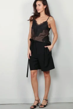 RÓHE Top - Lace Silk Camisole - Earth