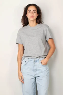 RÓHE T-shirt - Slub melange cotton t-shirt - Light grey melange