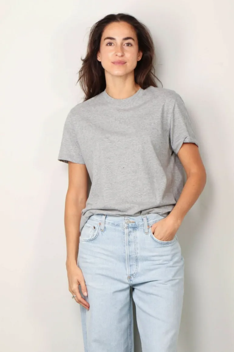 RÓHE T-shirt - Slub melange cotton t-shirt - Light grey melange