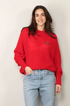 Rotate Sweater - Light Knit Logo Sweater - Racing Red