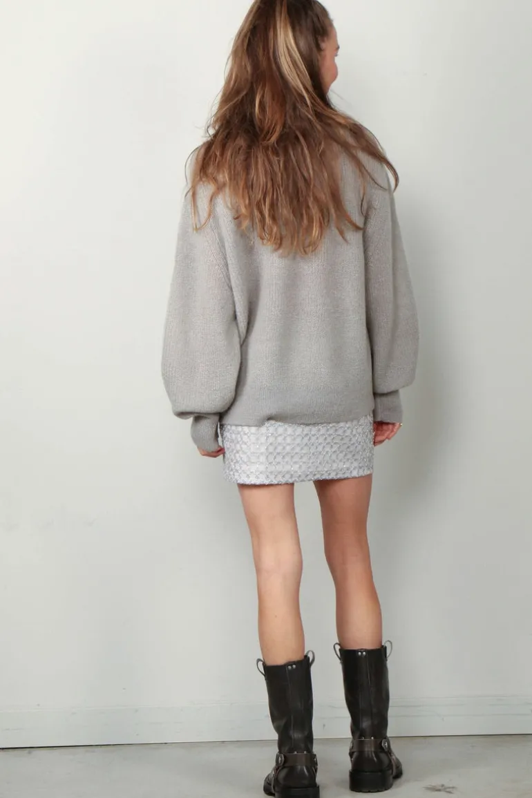 Rotate Sweater - Light Knit Logo Sweater - Ghost Grey