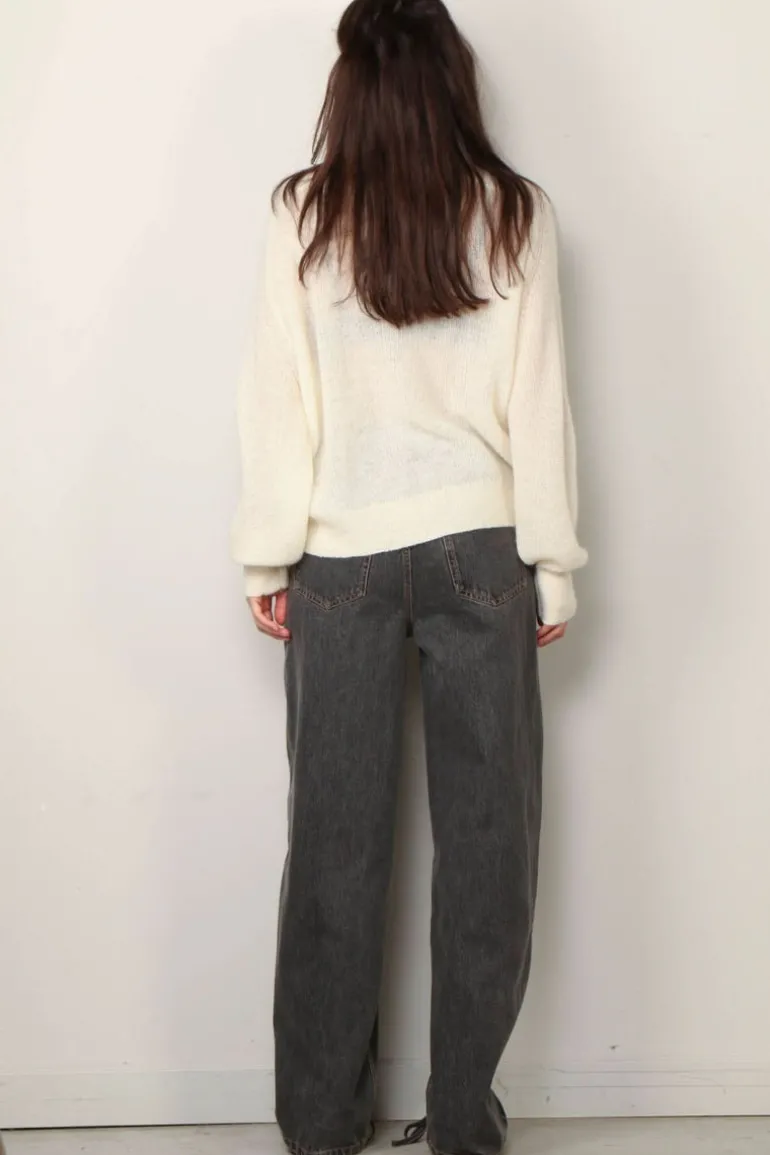 Rotate Sweater - Light Knit Logo Sweater - Egret