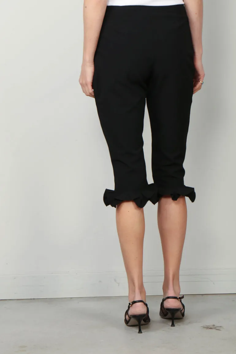 Rotate Broek - Capri Ruffle Pants - Black
