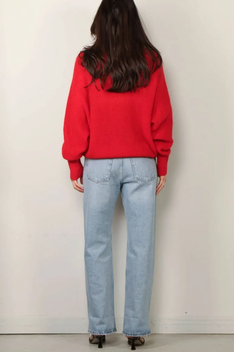 Rotate Sweater - Light Knit Logo Sweater - Racing Red