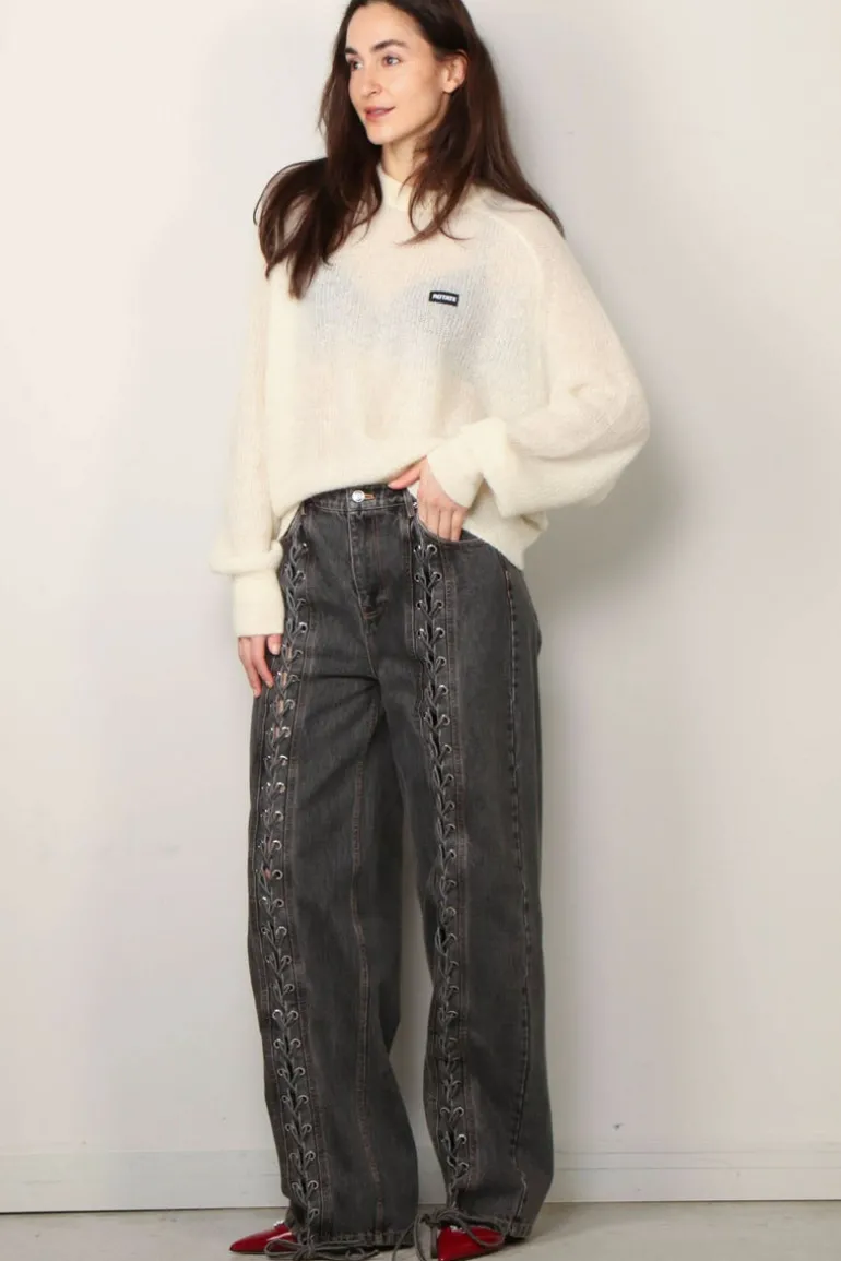 Rotate Sweater - Light Knit Logo Sweater - Egret