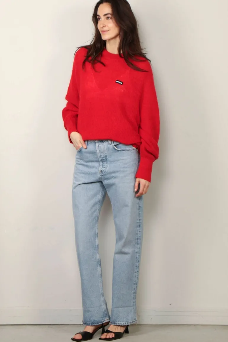 Rotate Sweater - Light Knit Logo Sweater - Racing Red