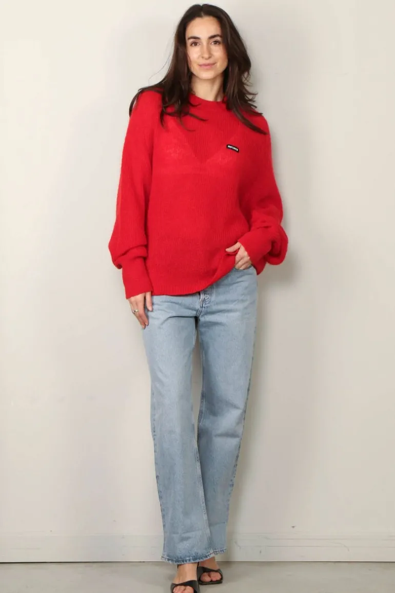 Rotate Sweater - Light Knit Logo Sweater - Racing Red