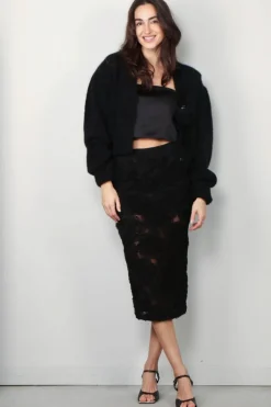Rotate Vest - Knit Cropped Cardigan - Black