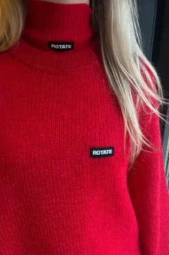 Rotate Sweater - Light Knit Logo Sweater - Racing Red