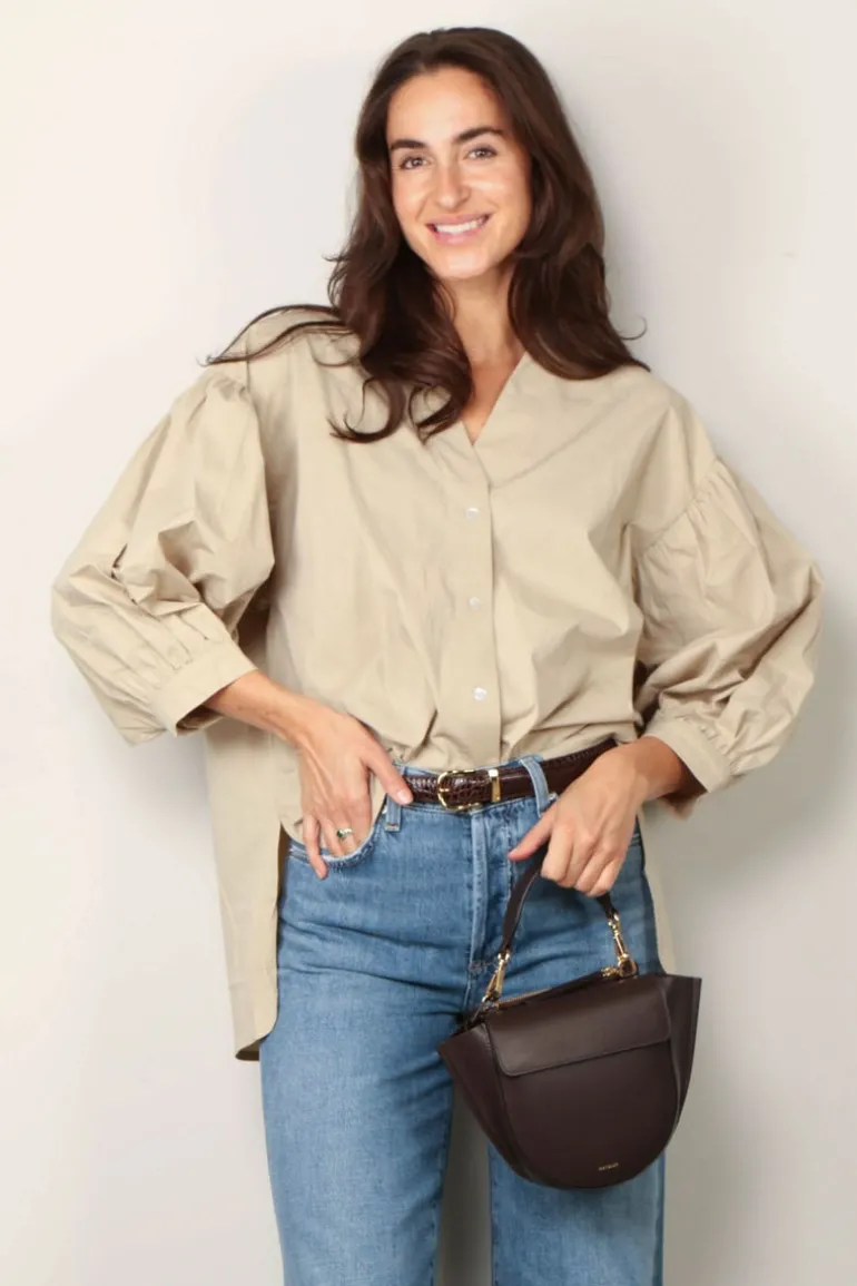Sea Me Happy Blouse - Bolly blouse poplin uni - Sand