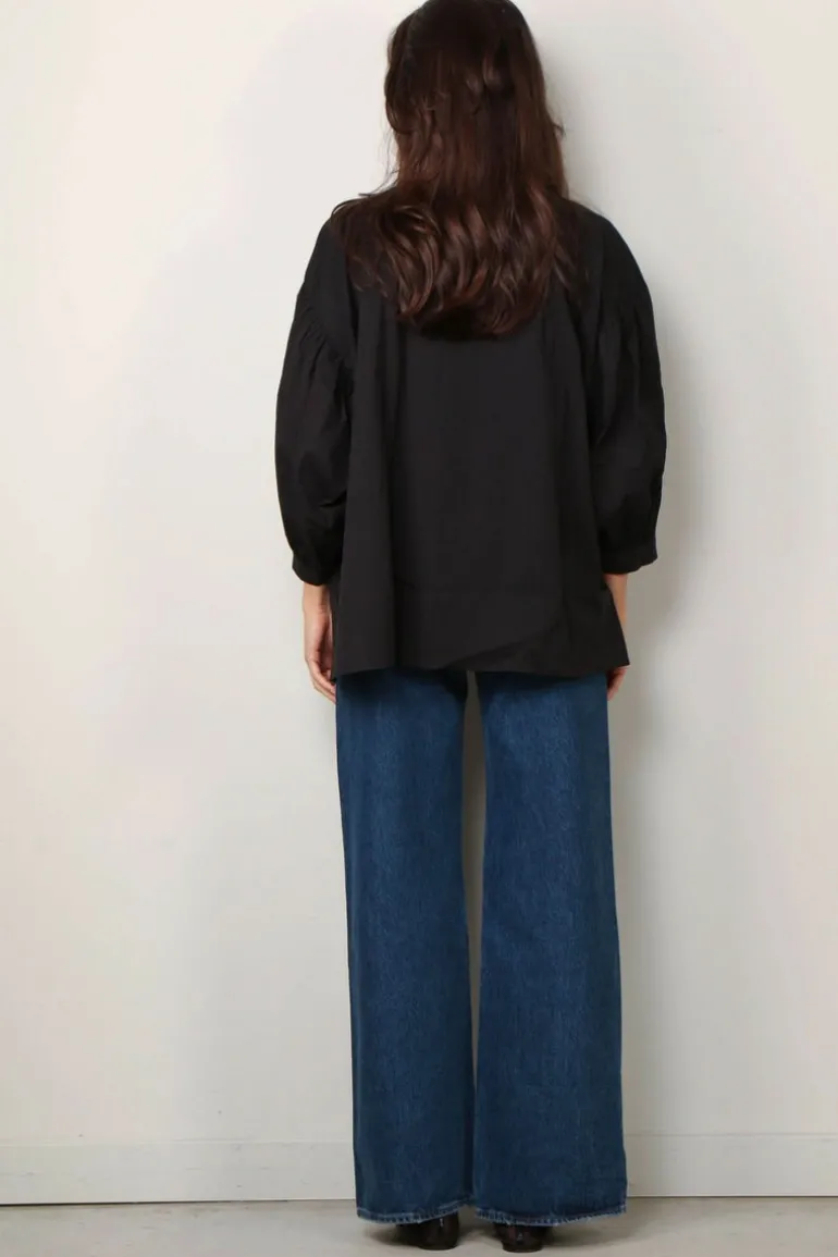 Sea Me Happy Blouse - Bolly blouse poplin uni - Black