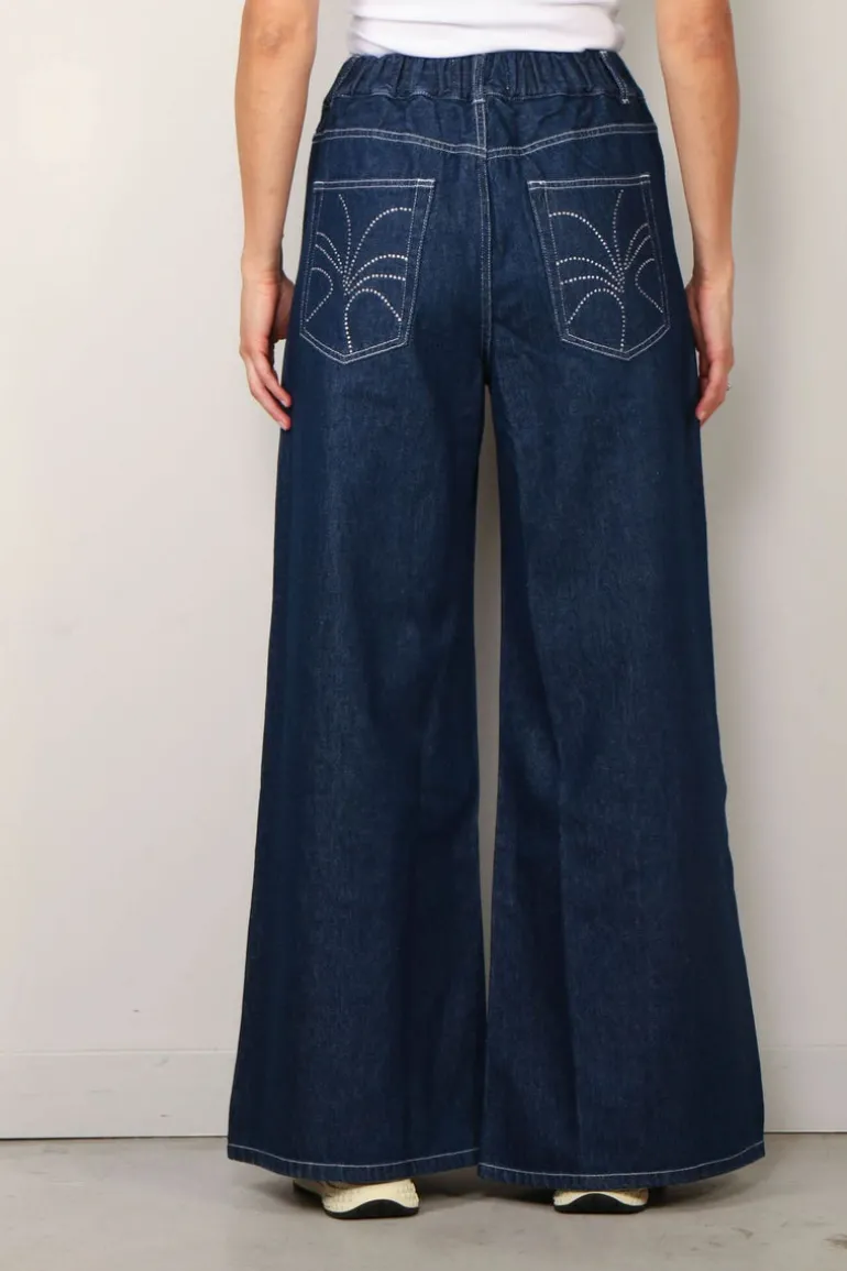 Sea Me Happy Broek - Super woody jeans strass - Dark blue
