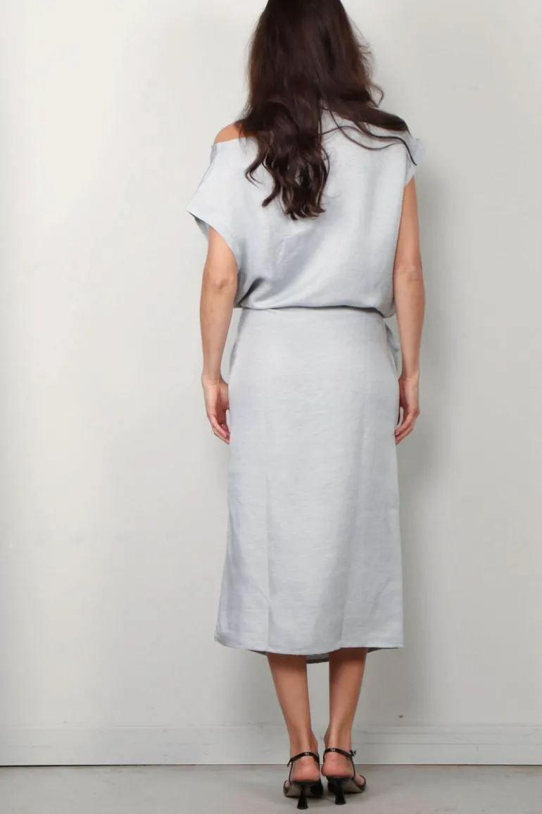 Sea Me Happy Jurk - Avery Dress Linen Blend - Silver Grey
