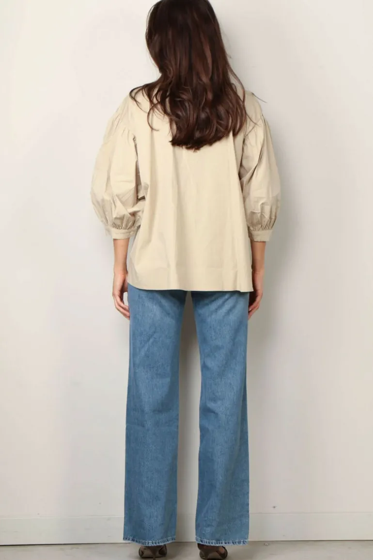 Sea Me Happy Blouse - Bolly blouse poplin uni - Sand