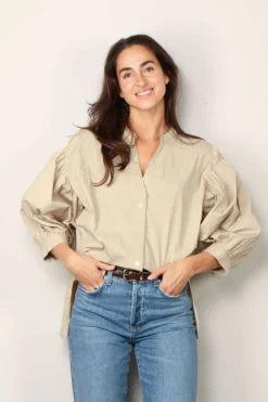 Sea Me Happy Blouse - Bolly blouse poplin uni - Sand
