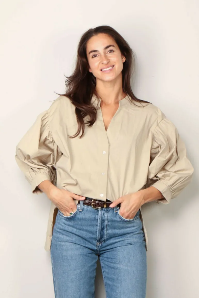Sea Me Happy Blouse - Bolly blouse poplin uni - Sand