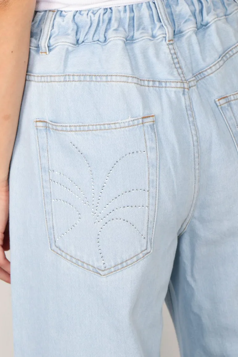 Sea Me Happy Broek - Super woody jeans strass - Light blue