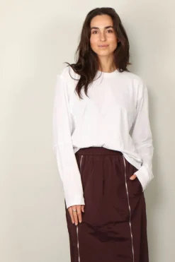 6397 Shirt - Coverstitch Long Sleeve T - White