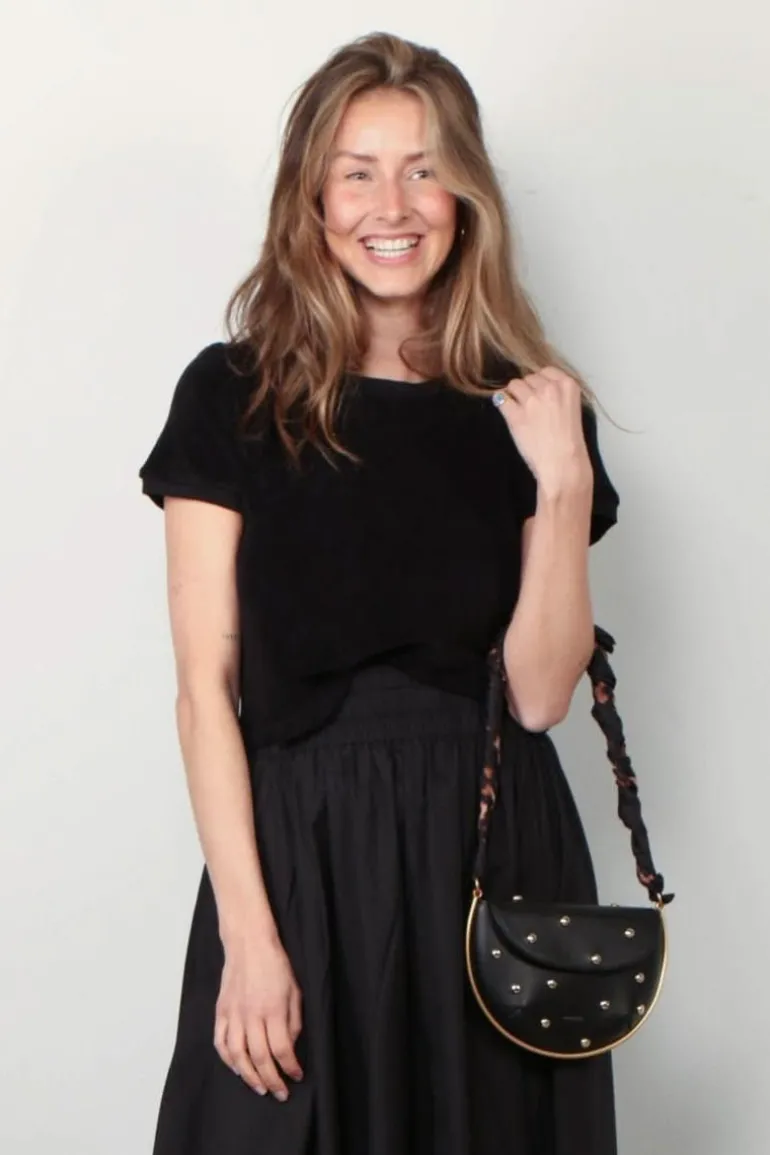 Suzie Kondi T-Shirt - Carpi Crew Neck Tee Terry - Black