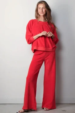 Suzie Kondi Sweater - Samos Oversize Sweatshirt Terry - Cherry