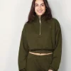 Éterne Sweater - Cropped Half Zip Sweatshirt - Moss