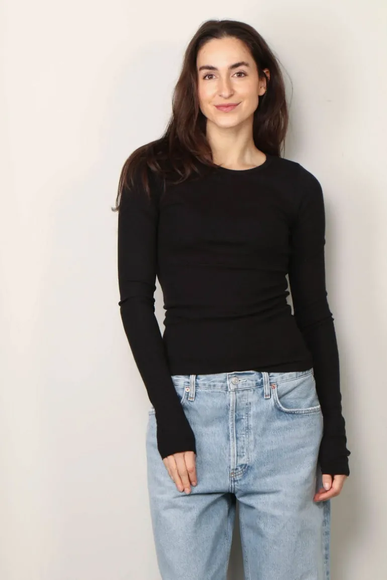 Éterne longsleeve - LONG SLEEVE FITTED TOP - black