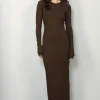 Éterne Jurk - Long Sleeve Crewneck Maxi Dress - Moss