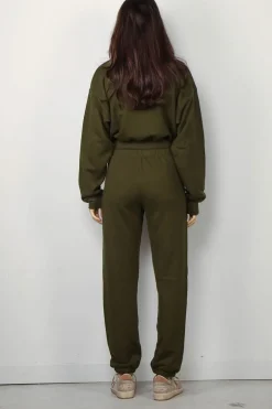 Éterne Sweater - Cropped Half Zip Sweatshirt - Moss