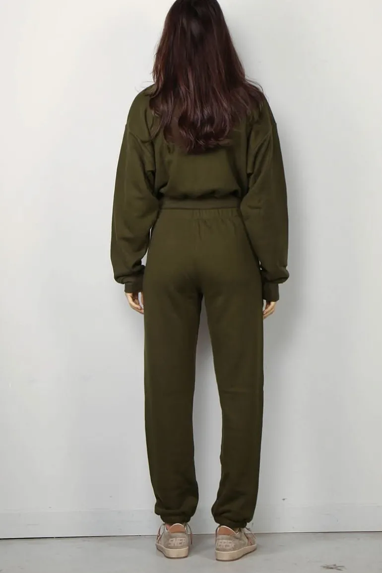 Éterne Sweater - Cropped Half Zip Sweatshirt - Moss