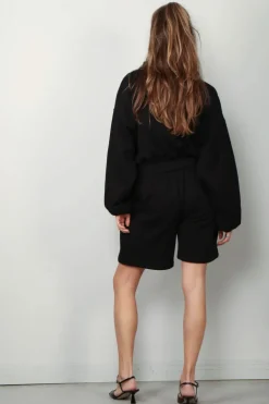 Éterne Sweater - Cropped Half Zip Sweatshirt - Black