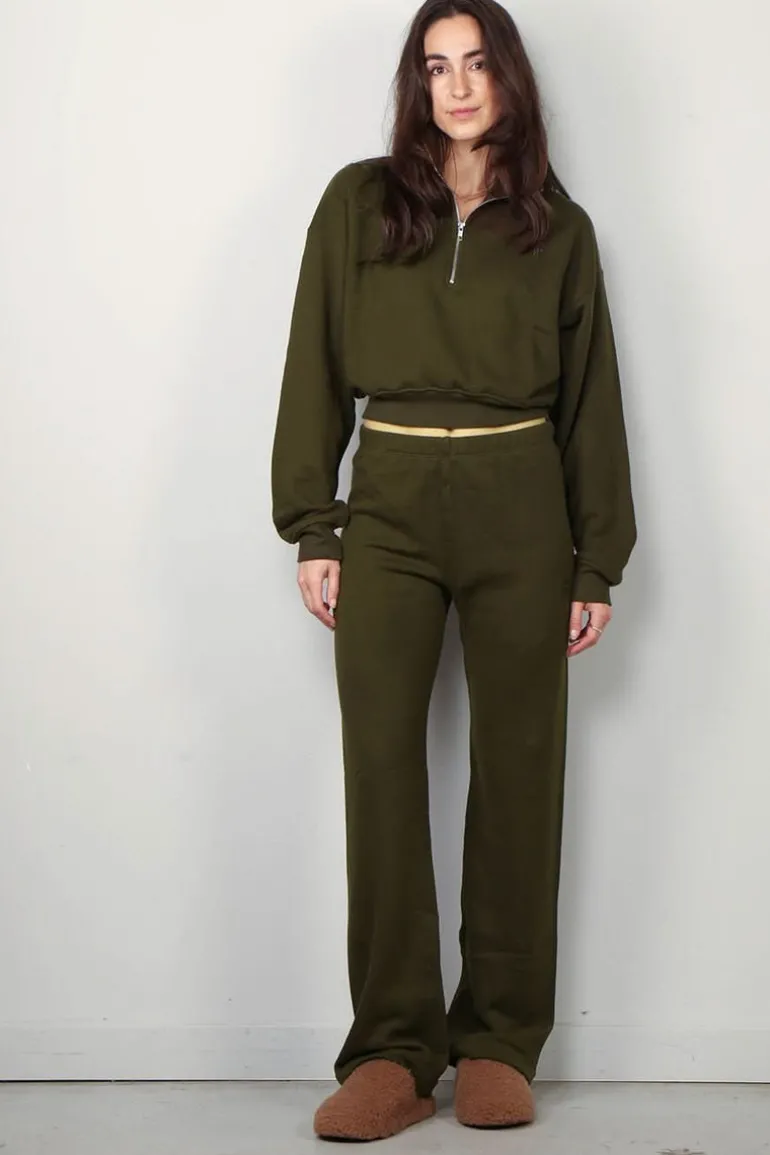Éterne Sweater - Cropped Half Zip Sweatshirt - Moss