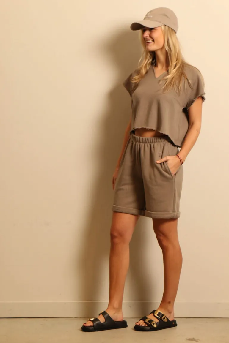Éterne short - TERRY BOYFRIEND SHORT - clay