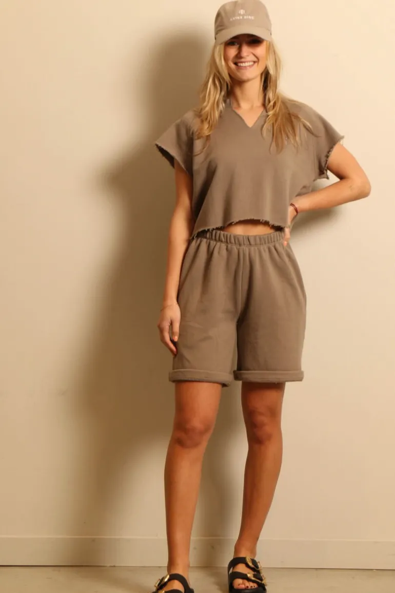 Éterne short - TERRY BOYFRIEND SHORT - clay