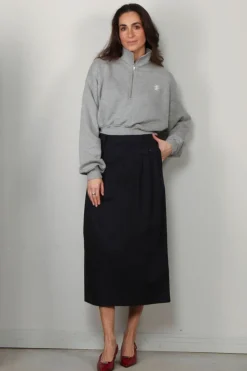 Éterne Sweater - Cropped Half Zip Sweatshirt - Heather grey